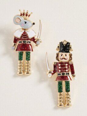 Nutcracker Mouse King Earrings | Christmas Holiday Statement Jewelry